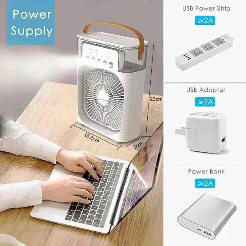 Ventilator cu Umidificare și Lumină Ambientală 3 în 1