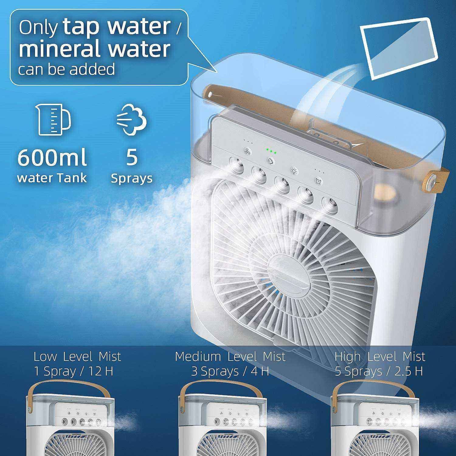 Ventilator cu Umidificare și Lumină Ambientală 3 în 1