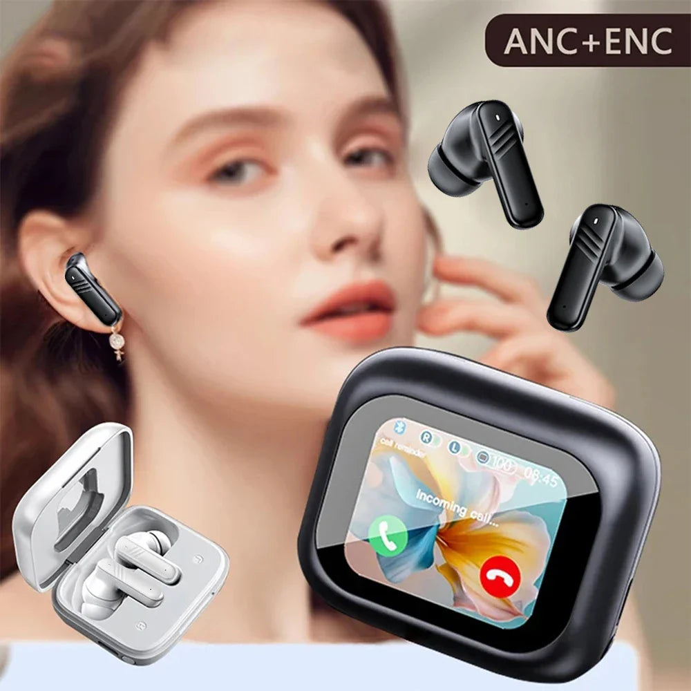 Căști Wireless Premium cu Ecran Tactil Inteligent și Anulare a Zgomotului