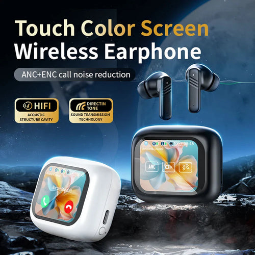 Căști Wireless Premium cu Ecran Tactil Inteligent și Anulare a Zgomotului
